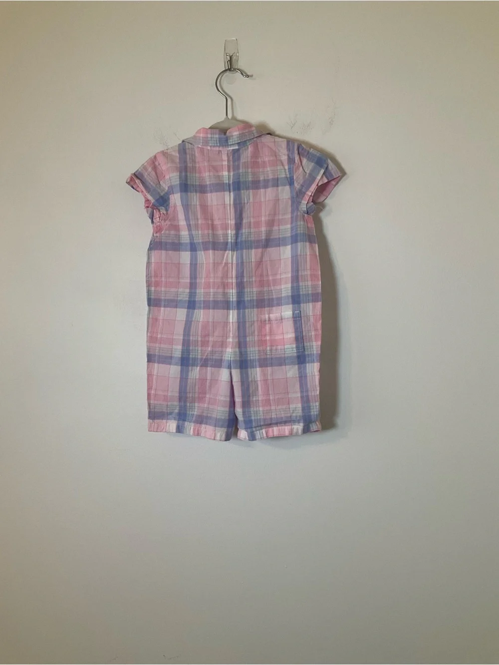 Janie and Jack Plaid Romper 12-18 Months Pink Blue Cotton